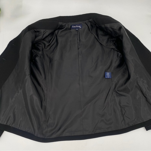 Evan-Picone Blazer Suit Jacket 16 Womens Black Waffle Texture 3 Button Career - Picture 7 of 12